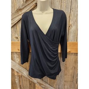 Soft surroundings medium women's black faux wrap ^*
